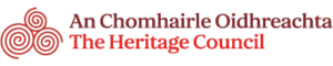 The Heritage Council logo in red, featuring Celtic design, supporting Mayo Dark Sky Festival.