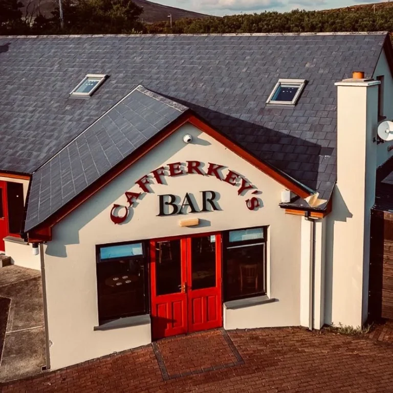 Cafferkey's Bar exterior, a prime location for Mayo Dark Sky Festival visitors to unwind and gather in vibrant surroundings.