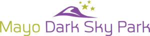 Mayo Dark Sky Park logo with purple mountain and stars, promoting the festival dedicated to stargazing in County Mayo.